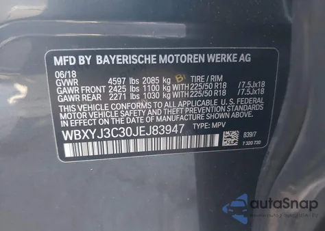 2018 BMW X2 Sdrive28I from USA, damaged, VIN WBXYJ3C30JEJ83947
